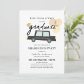 Auto-ballonnen drive-by-Afstuderen uitnodiging (Staand voorkant)