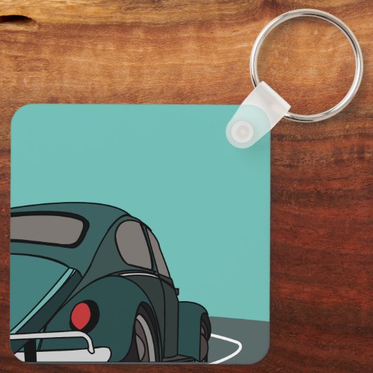 Auto Blauw Klassieke Auto Sleutelhanger (Achterkant)