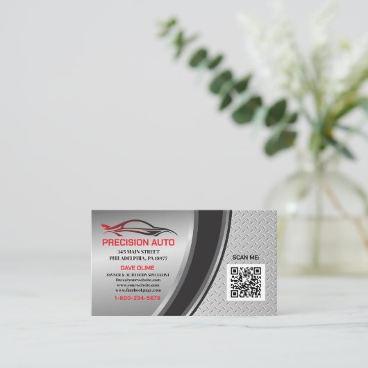 Auto Body Custom Paint Detailing Collison QR-code Visitekaartje (Staand voorkant)