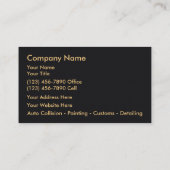 Auto Body Shop Cartes de visite noir et or (Dos)