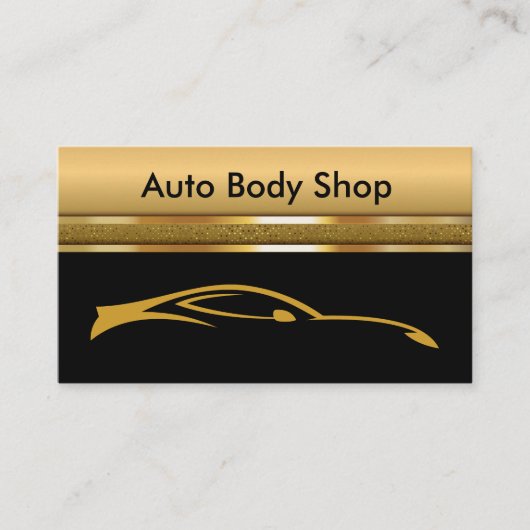 Auto Body Shop Cartes de visite noir et or (Devant)