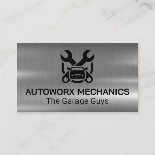 Auto Car Repair Services Pictogrammen Metallic Visitekaartje