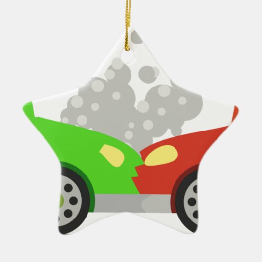 Auto Crash Keramisch Ornament (Voorkant)