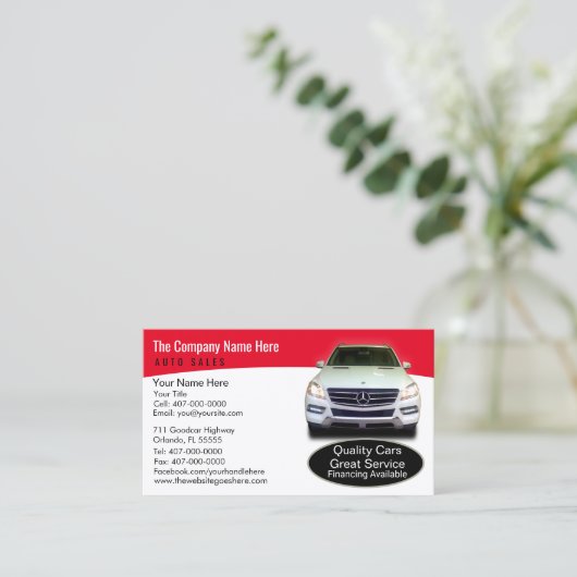 Auto Dealership-Auto Sales Associate Visitekaartje (Staand voorkant)
