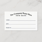 Auto Dealership-Auto Sales Associate Visitekaartje (Achterkant)