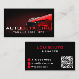 Auto Detail Moderne Rode Auto Reiniging QR-code Visitekaartje