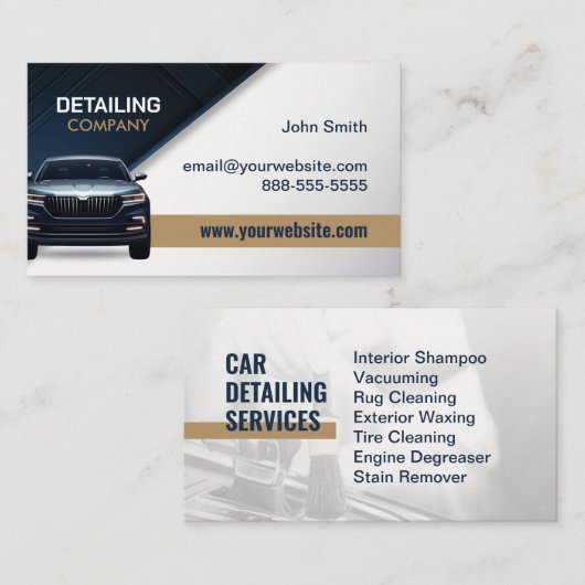 Auto Detailing Auto Reiniging Services Visitekaartje (Voorkant / Achterkant)
