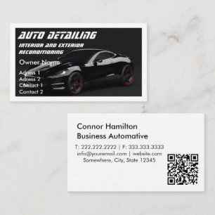Auto Detailing Automotive Car Wash Zwart QR-code Visitekaartje