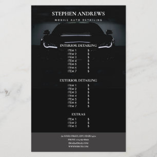 Auto Detailing Autowasserij Reparatie Prijslijst Flyer