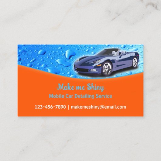 Auto Detailing met Water Drops Visitekaartje (Voorkant)