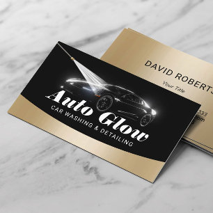 Auto Detailing Moderne Zwart & Goud Auto Reiniging Visitekaartje