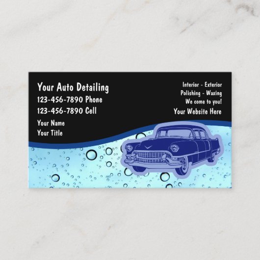Auto Detailing Retro Visitekaartjes (Voorkant)