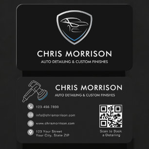 Auto Detailing Services Logo QR Code Visitekaartje