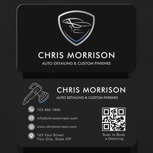 Auto Detailing Services Logo QR Code Visitekaartje