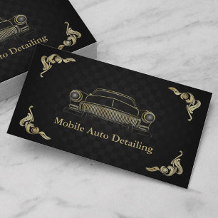 Auto Detailing  Zwart Goud Deco Retro Visitekaartje