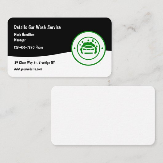 Auto-details en autowas visitekaartje (Voorkant / Achterkant)
