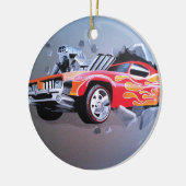Auto die door de muur kruipt keramisch ornament (Links)