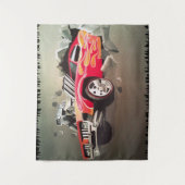 Auto die door de muur kruipt wandkleed (Voorkant)