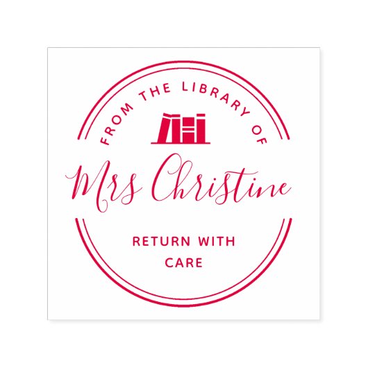 Auto-encreur Élégant tampon de livre de bibliothèque de scripts (Design)