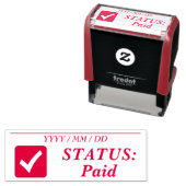 Auto-encreur "STATUT : Payé + Coche Icône Tampon en caoutchouc (En situation)