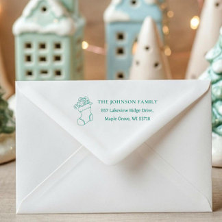 Auto-encreur Tampon adresse carte de Noël personnalisée