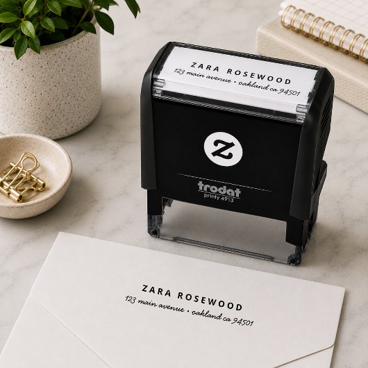 Auto-encreur Tampon Adresse de Retour | Envoi Minimaliste Perso