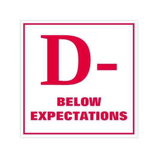 Auto-encreur Tampon de notation de l'enseignant : D-, EN DEÇÀ D (Design)