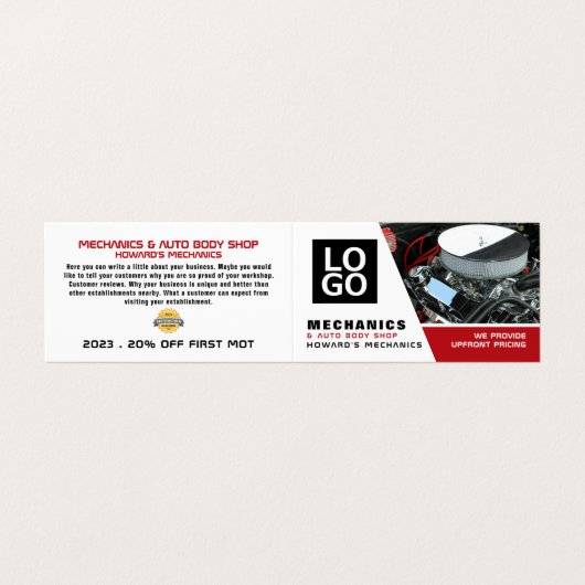 Auto-engine, automatische mechanisme en reparaties visitekaartjes (Buitenkant ongevouwen)