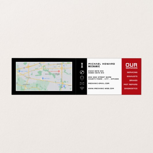 Auto-engine, automatische mechanisme en reparaties visitekaartjes (Binnenkant ongevouwen)