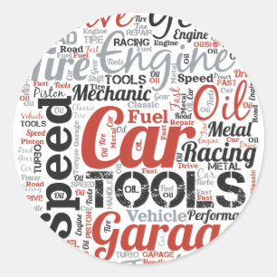 Auto-enthousiast Word Cloud Ronde Sticker