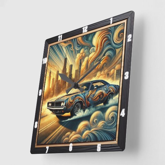 Auto-geïnspireerd Abstract stadsbeeld en levendig  Vierkante Klok (Hoek)