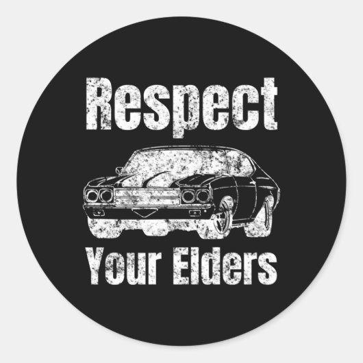 Auto Guy Respecteer uw Ouderen Spier Auto Ronde Sticker (Voorkant)