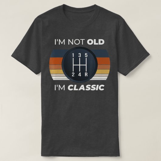 Auto Guy Verjaardag Oude Auto Stick Shift Classic  T-shirt (Design voorkant)