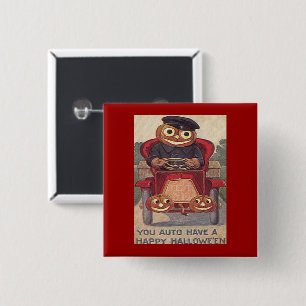 Auto Jack o' Lantern Halloween Vierkante Button 5,1 Cm