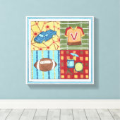 Auto, Jersey, Football en trommelkit Canvas Afdruk (Insitu (Houten vloer))