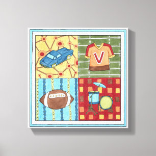 Auto, Jersey, Football en trommelkit Canvas Afdruk