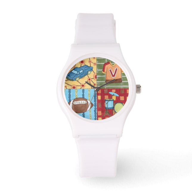Auto, Jersey, Football en trommelkit Horloge (Voorkant)