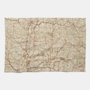 Auto kaart Massachusetts vintage geografie auto Theedoek