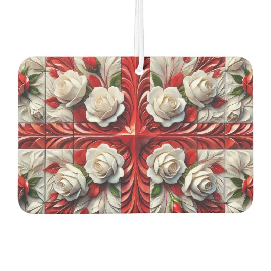 Auto luchtverfrissers met Engels Rozen Design (Voorkant)