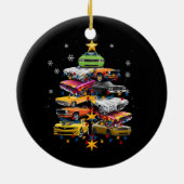 Auto Madness Kerstboom Klassieke Spier Auto's XMA Keramisch Ornament (Achterkant)