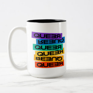 Auto Magnet. LGBT+Pride. Queer. Tweekleurige Koffiemok