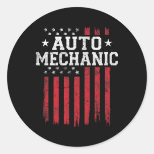 Auto Mechanic Amerikaanse vlag USA Patriot Patriot Ronde Sticker