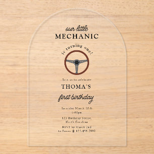 Auto Mechanic Automotive Tools Boy Kids Verjaardag Acryl Uitnodigingen