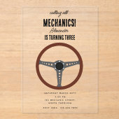 Auto Mechanic Automotive Tools Boy Verjaardagsfees Acryl Uitnodigingen (Voorkant)