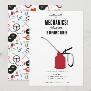 Auto Mechanic Automotive Tools Boy Verjaardagsfees Kaart