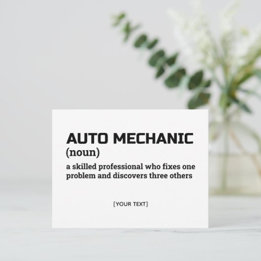 Auto Mechanic - Carte postale de définition amusan (Debout devant)