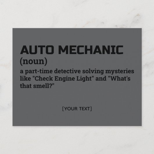 Auto Mechanic - Carte postale de définition de tém (Devant)