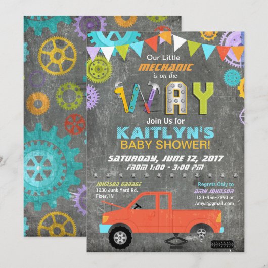 Auto Mechanic Gears Gereedschap Krijtbord Baby sho Kaart (Voorkant / Achterkant)