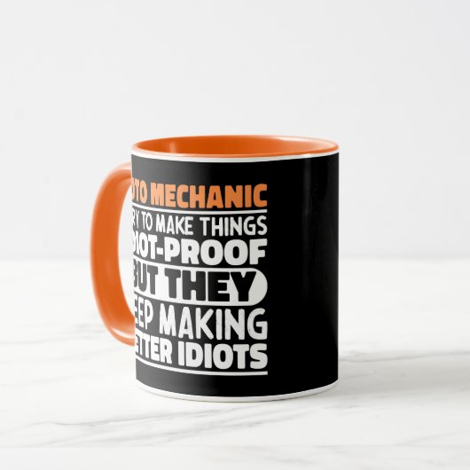 Auto Mechanic Ik probeer dingen Idiot Grappig te m Mok (Voorkant links)