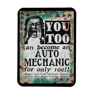 Auto Mechanic Magnet - Funny  Retro Magneet